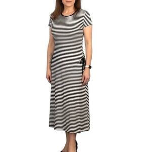 CLEARANCE Theory Striped Short Sleeve Dress - Medium - Grey & White - Casual